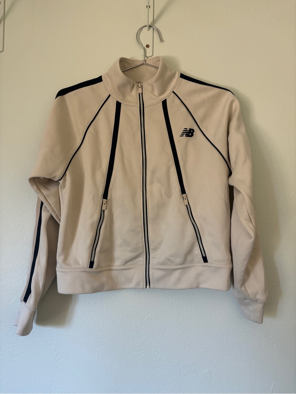 New Balance Cream Track Jacket with Navy Details